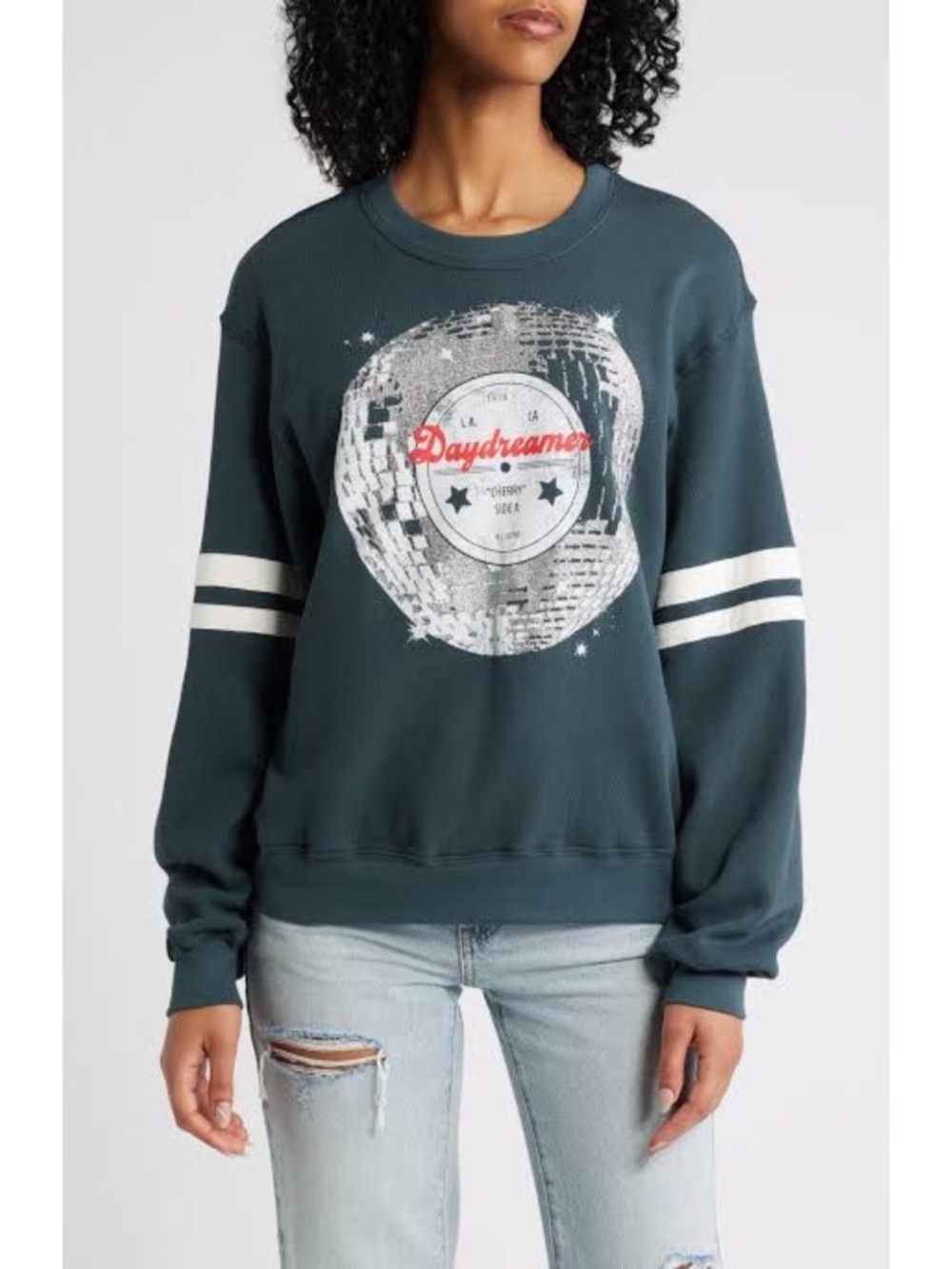 Daydreamer Disco Ball Varsity Sweatshirt NWT
